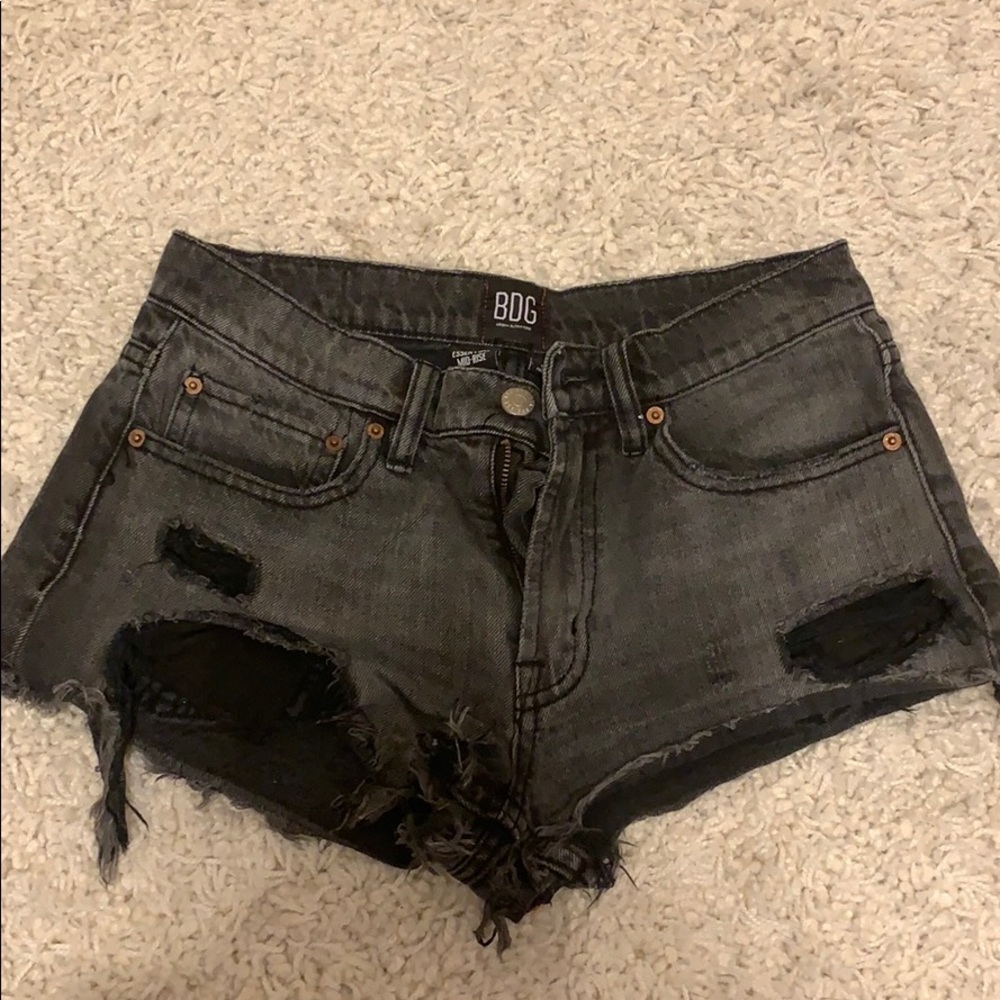 BDG mid rise black jean shorts